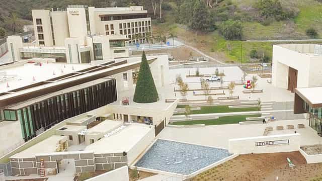 Modern Legacy Conference Center with outdoor seating for weddings and events.