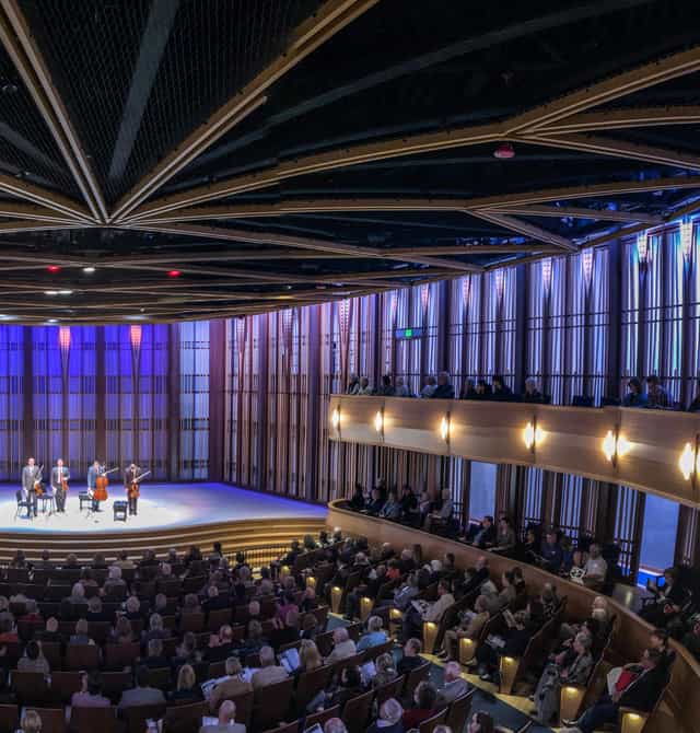 Modern auditorium with tiered seating, perfect for concerts and conferences in La Jolla.