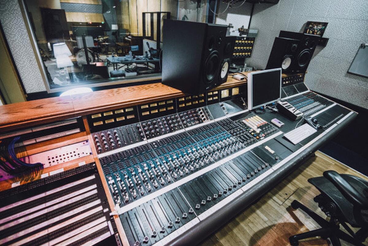 Professional audio mixing console in Mint Room Studios for live sound events.