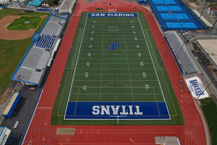 Titans Football Stadium at San Marino High School, ideal for sports tournaments and events.