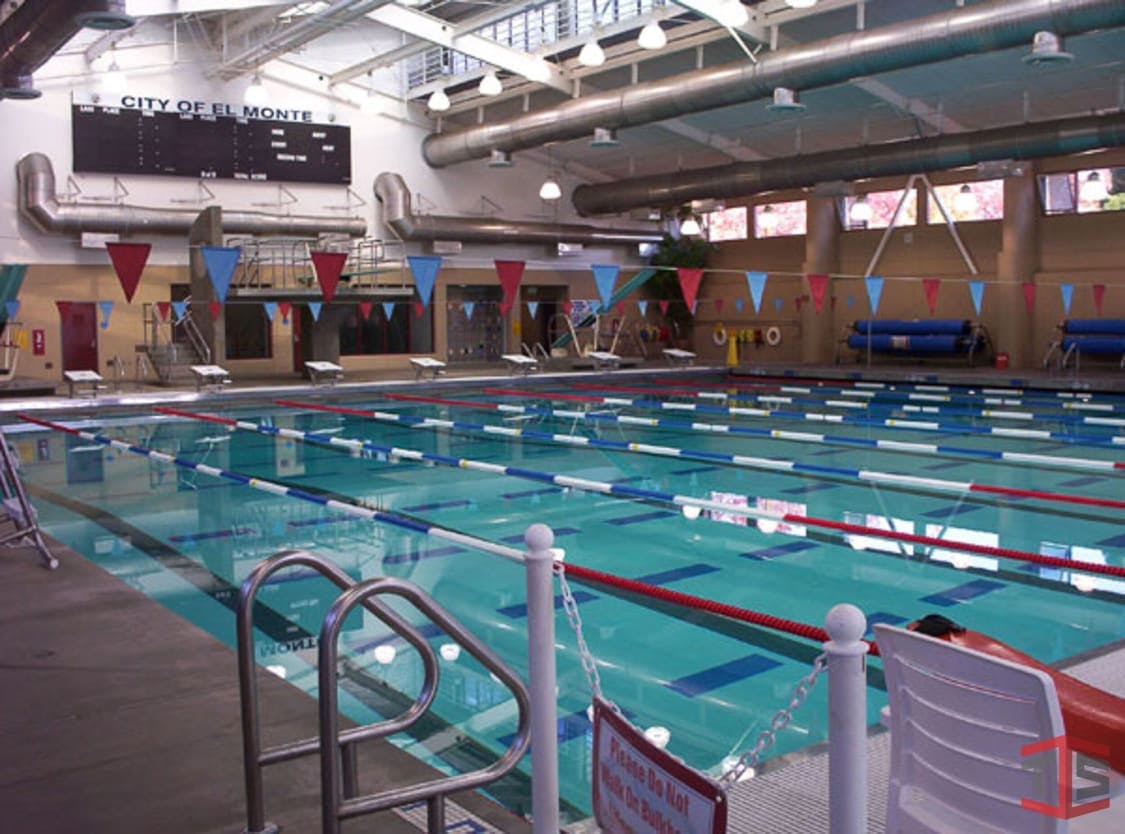 Indoor swimming pool at El Monte Aquatic Center, perfect for competitions and fitness events.