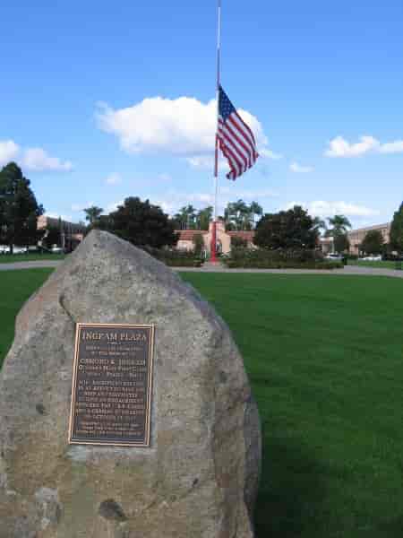 Huge Liberty Station flag at half-mast ...