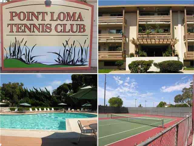 Point Loma Tennis Club gym with tennis courts, ideal for events and gatherings.