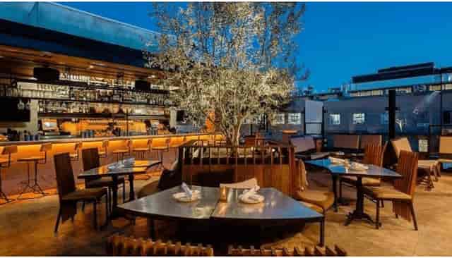 Stylish rooftop cabanas at Kettner Exchange for upscale cocktail parties and corporate events.