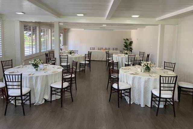 Mission Bay Ballroom with elegant round tables, perfect for events and networking.