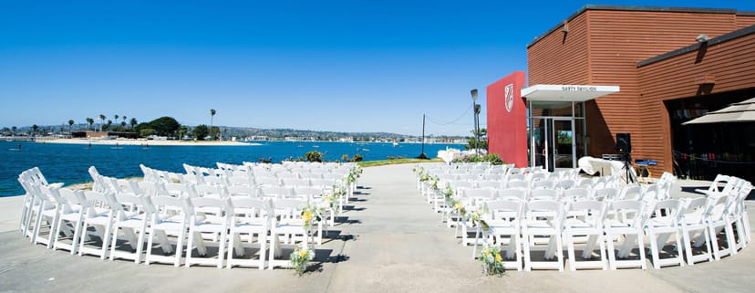 Boathouse at San Diego Rowing Club, ideal waterfront venue for weddings and events.