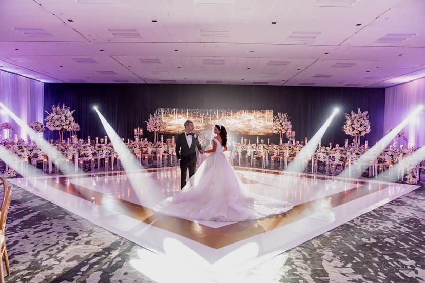 Elegant wedding reception at Town and Country Ballroom with a romantic dance floor.