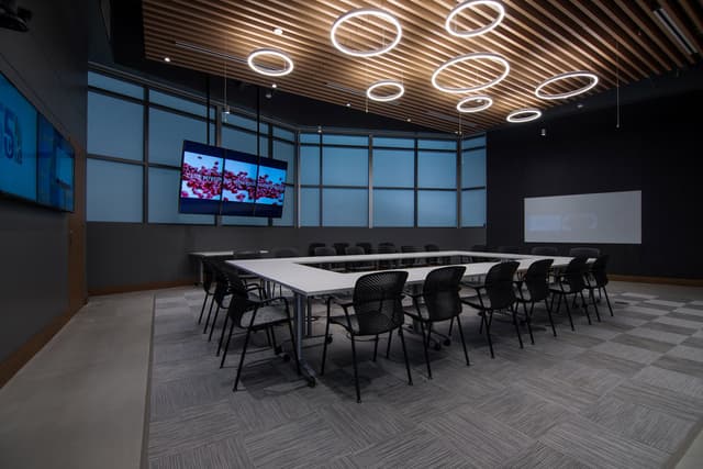 Glass-enclosed private board room