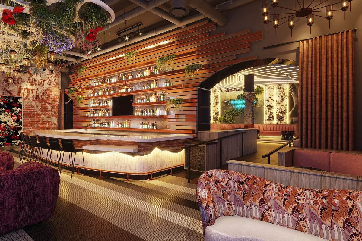 Modern Side Bar venue with sleek design, ideal for meetings and social events.