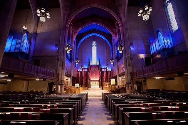 Elegant Meetinghouse at First Congregational Church, ideal for weddings and formal events.