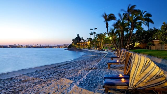 Serene beachfront at Bahia Resort Hotel, perfect for sunset receptions and outdoor events.