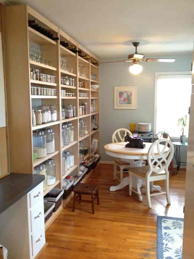 Cozy pantry meeting space with round table, ideal for brainstorming sessions.