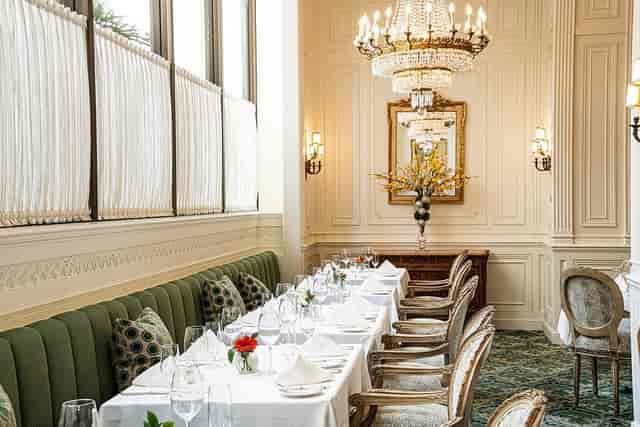 Elegant private dining room at The Westgate Hotel, perfect for upscale events and gatherings.