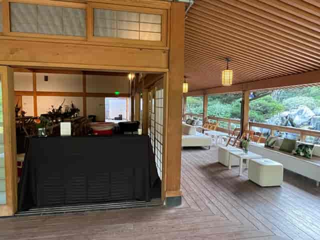 Bridal Suite in Japanese Friendship Garden, featuring natural light and versatile event space.