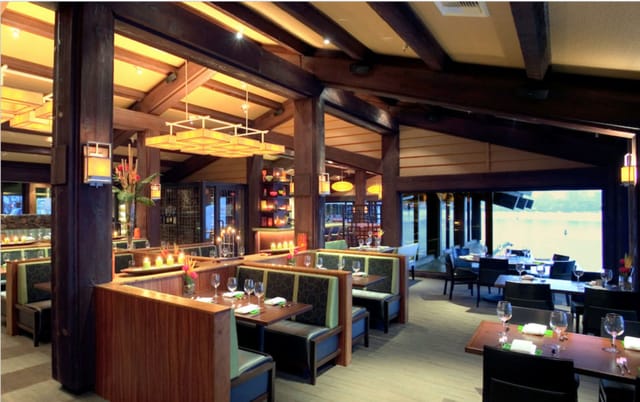 C Level Lounge at Island Prime: stylish venue with warm wood accents for events.