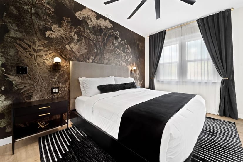 Stylish hotel suite with modern decor, ideal for conferences and events.