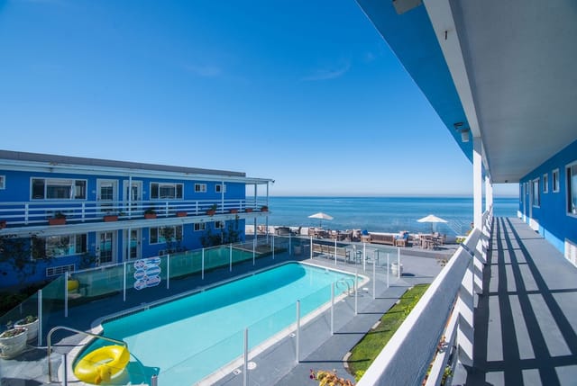 Ocean View Terrace with pool, ideal for coastal meetings and events.