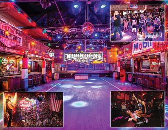 Mezzanine Table at Moonshine Flats, vibrant event space for lively gatherings and parties.