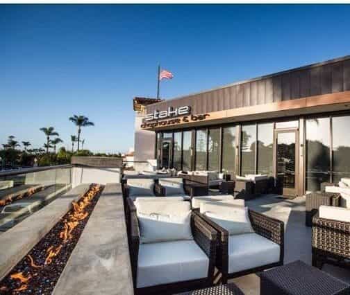 Stylish outdoor venue at Stake Chophouse for cocktail receptions and gatherings.