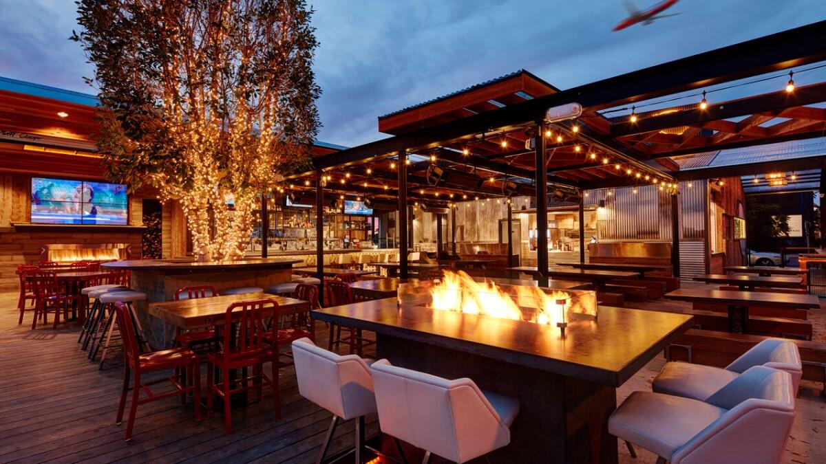 Vibrant San Diego patio venue with ambient lighting for events and gatherings.