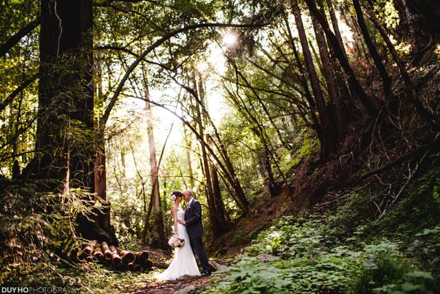 Woodland Venue outdoor wedding in Saratoga Country Club, serene trees and sunlight.