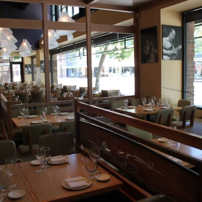 Semi-private dining area at Yoshi's, perfect for corporate events and private gatherings.