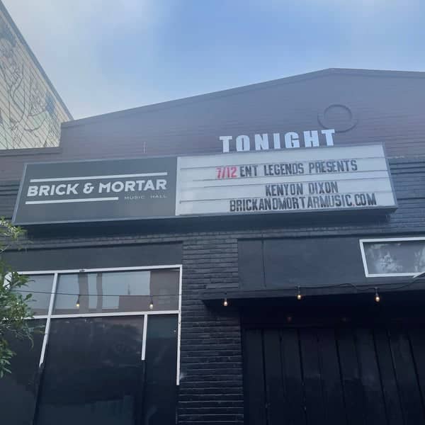 "Brick & Mortar Music Hall marquee for Kenyon Dixon live music event"