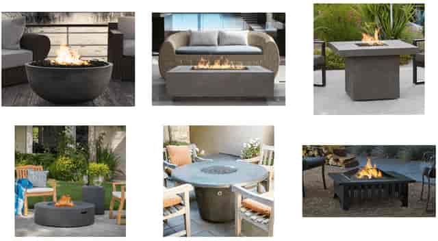 Stylish fire pit in Hangar 858 for cozy outdoor events and gatherings.