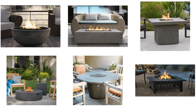 Stylish fire pit in Hangar 858 for cozy outdoor events and gatherings.