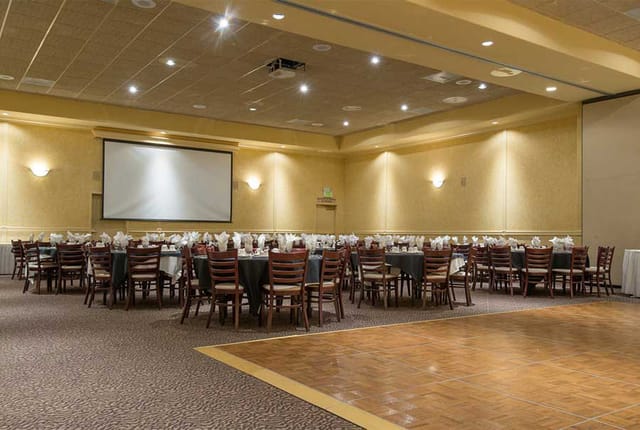 Main Dining Room at Fiorillo's Restaurant, elegant tables for formal events and gatherings.