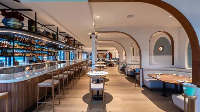 Private dining room in modern BE.STEAK.A restaurant, ideal for upscale events and gatherings.