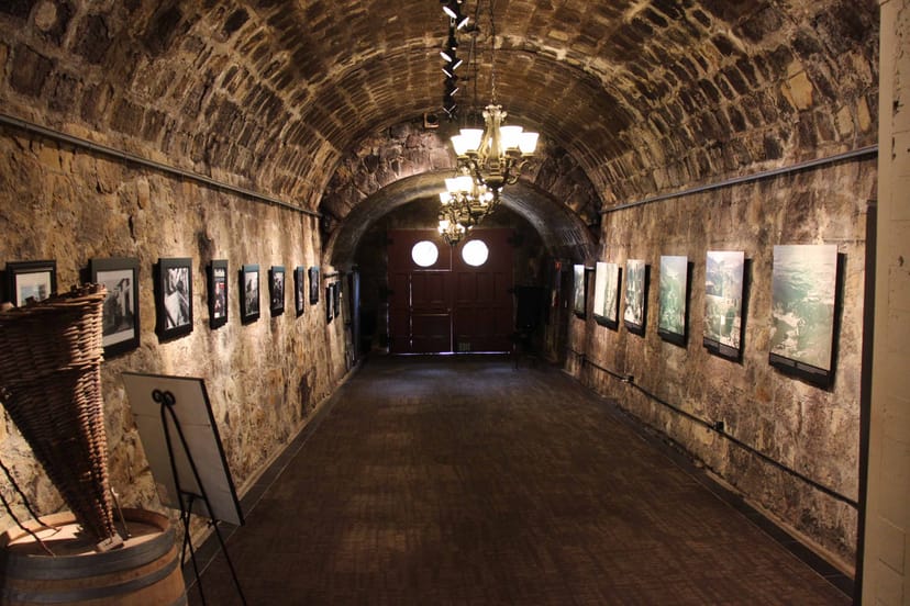 JRS Terrace at Testarossa Winery: rustic stone tunnel, ideal for art exhibitions and gatherings.