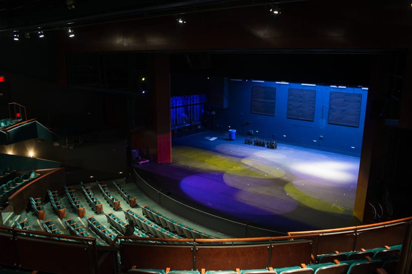 Balcony view of Hammer Theatre, ideal for conferences and performances with tiered seating.