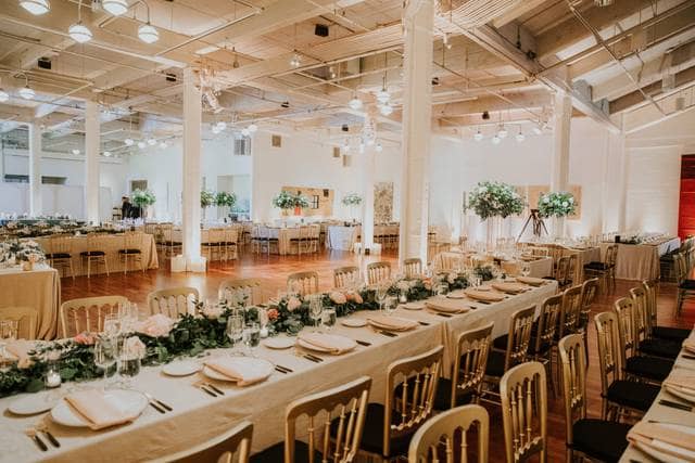 Elegant banquet setup at TERRA Gallery, perfect for weddings and corporate events.