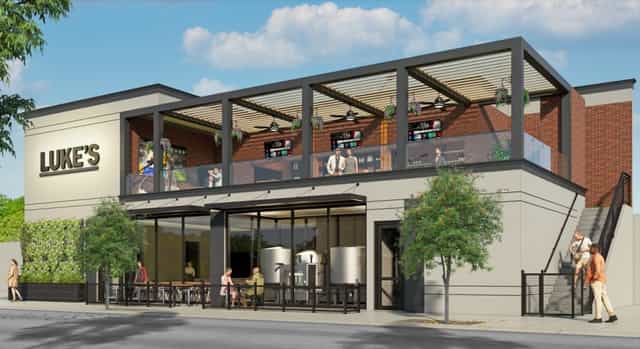 "Rock Bottom Brewery Beer Garden in San Jose, modern outdoor venue for casual events."