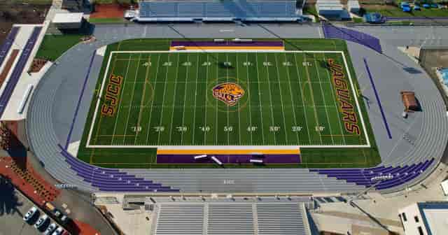Jaguar Stadium sports field, vibrant colors, ideal for events and concerts.