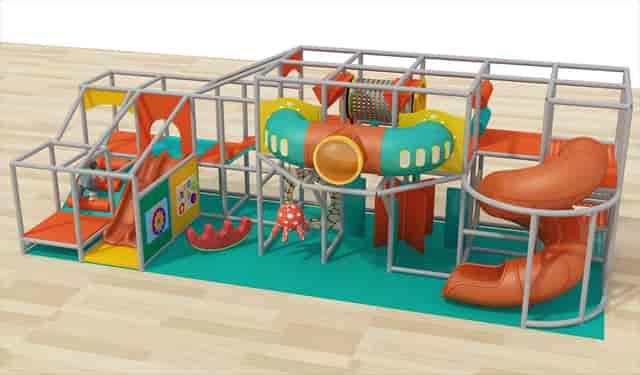Indoor playground with slides and climbing areas for children's events and birthday parties.
