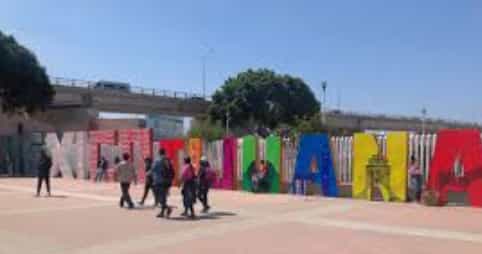 Colorful backdrop at ECSSD for community gatherings and outdoor events.
