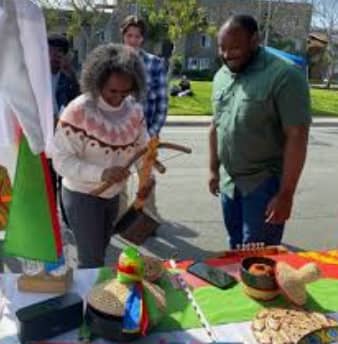 Eritrean community outdoor workshop in San Diego, promoting culture and networking.