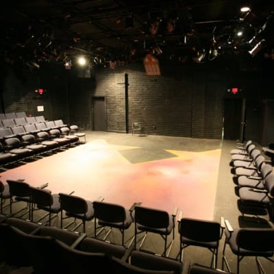 Black Box Theatre at City College: intimate performance space with flexible seating.