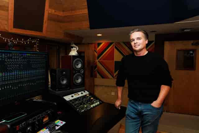 Recording studio at Death Beach Studio with modern equipment for music workshops and events.