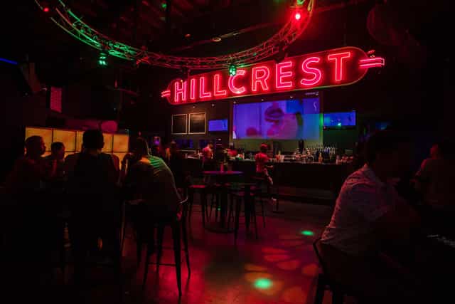 Main Dance Floor at Rich's San Diego with "HILLCREST" neon sign, perfect for events.