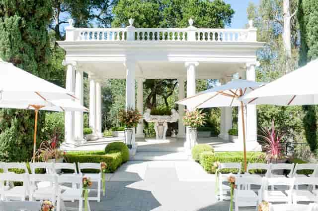 Love Temple at Montalvo Arts Center, elegant outdoor wedding venue with columns.