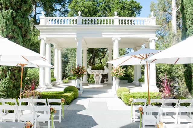 Love Temple at Montalvo Arts Center, elegant outdoor wedding venue with columns.