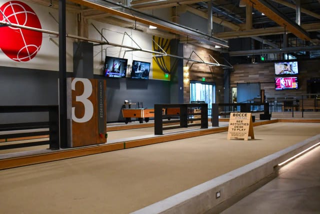 Versatile event space with bocce ball court for networking and team-building in Silver Creek.