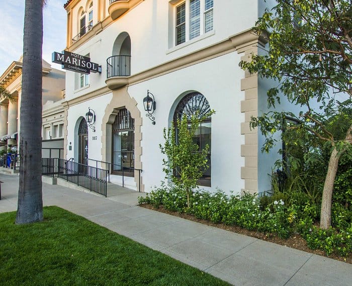 Private garden courtyard at Hotel Marisol Coronado, perfect for upscale events and gatherings.
