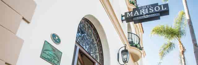 Hotel Marisol Coronado entrance, elegant architecture for events and gatherings.