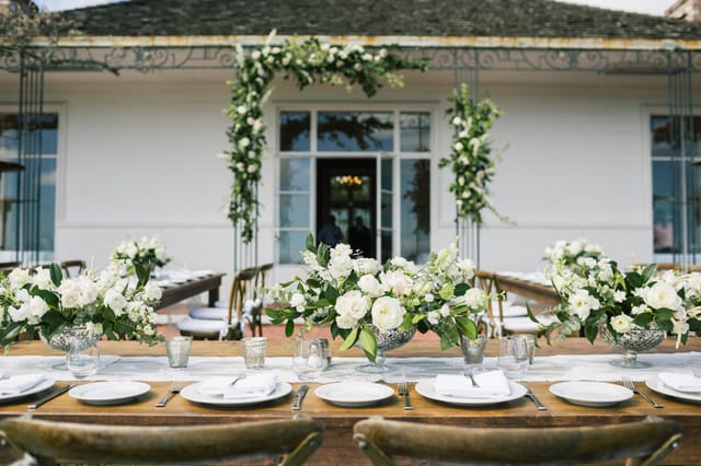 Elegant outdoor dining at The Hollins House, perfect for weddings and receptions.