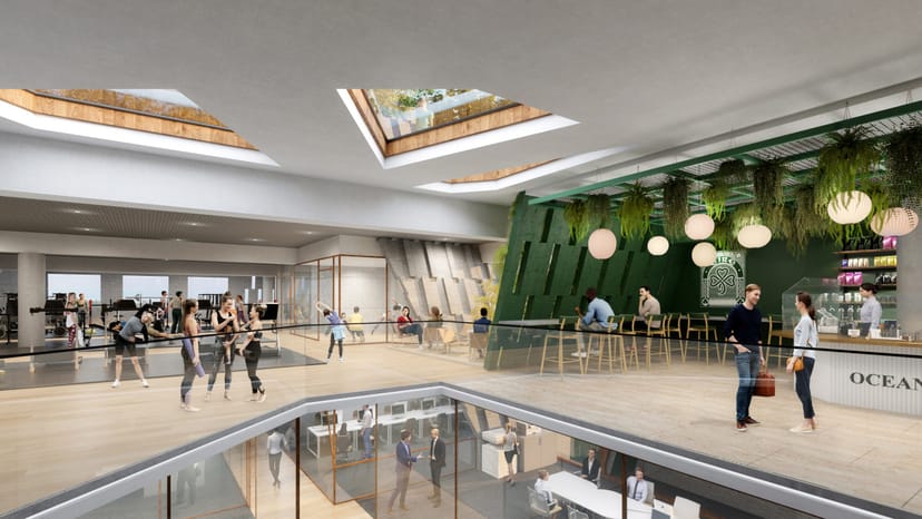 Modern event venue with natural light at United Irish Cultural Center, San Francisco.