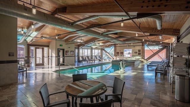 VIP Lounge at The 49er Inn with indoor pool, perfect for networking events and wellness retreats.